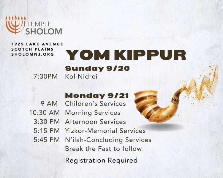 Scotch Plains: Temple Sholom Yom Kippur and Late-Summer Events